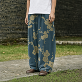 ナナセ｜梅模様のネイビーワイドパンツ