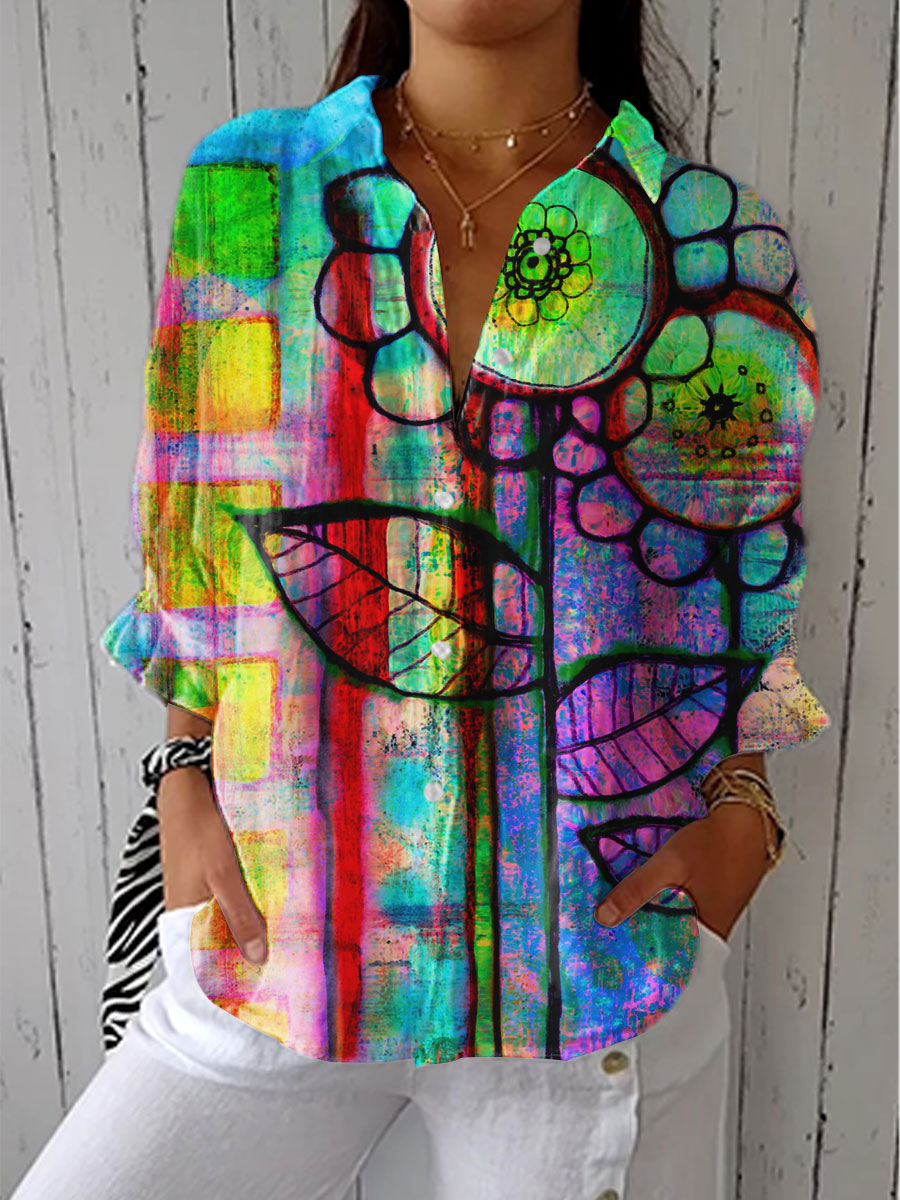 タエコ｜大輪の花が咲くアートブラウス