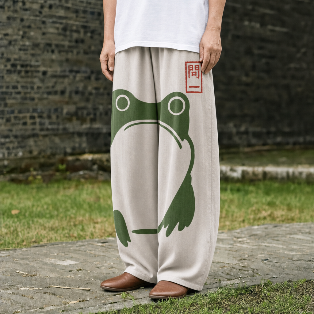 ショウコ｜カエルのアート柄ゆったりパンツ