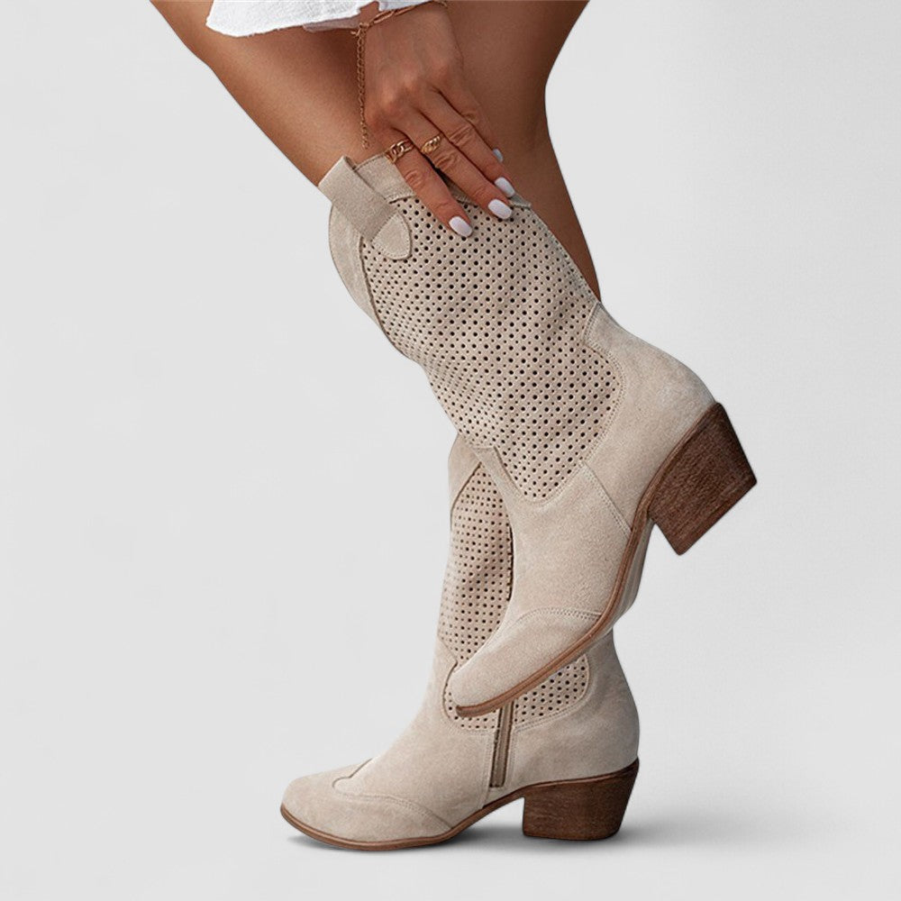 きほ｜足にやさしい パンチングウエスタンブーツ