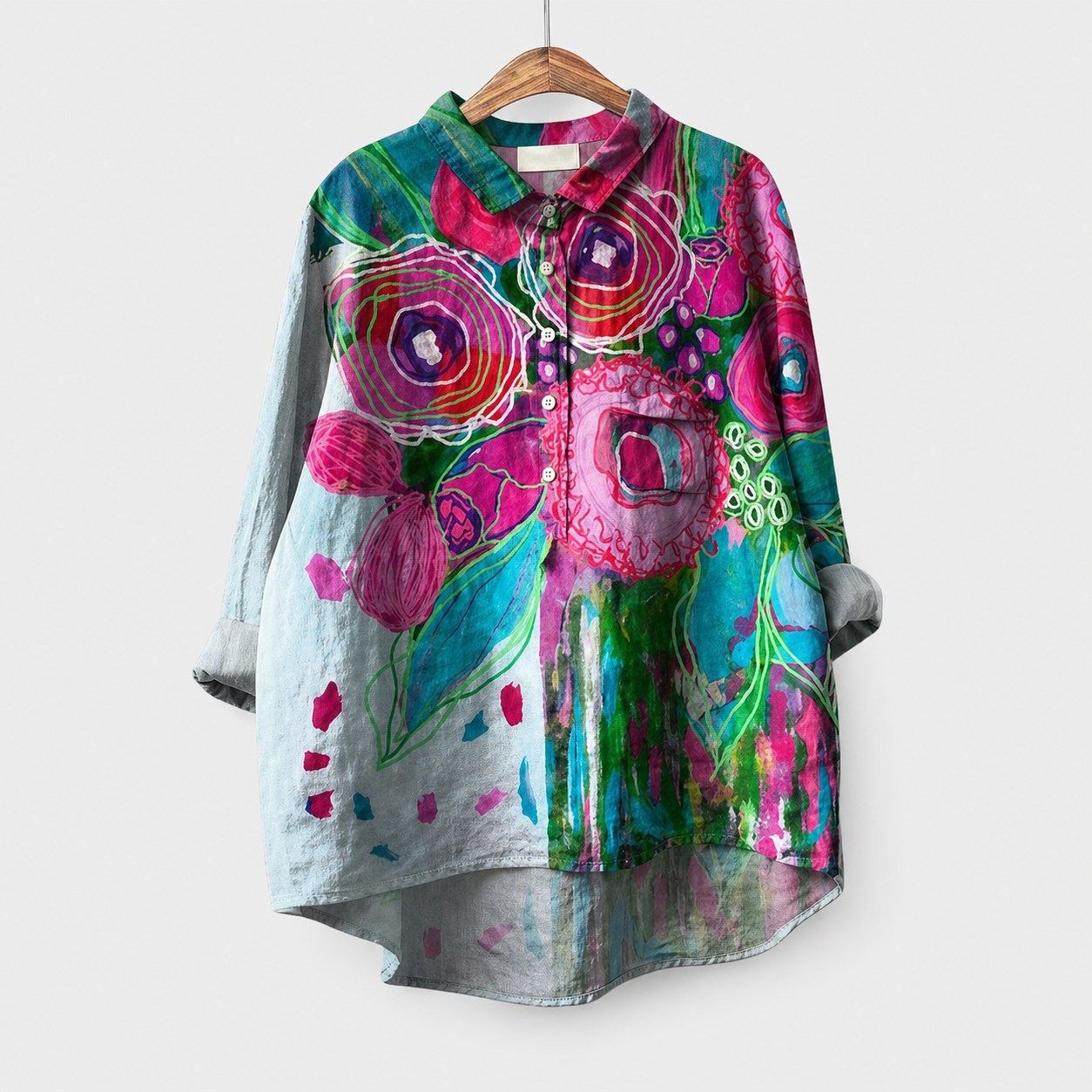 オト｜小花が密に咲く総柄シャツブラウス