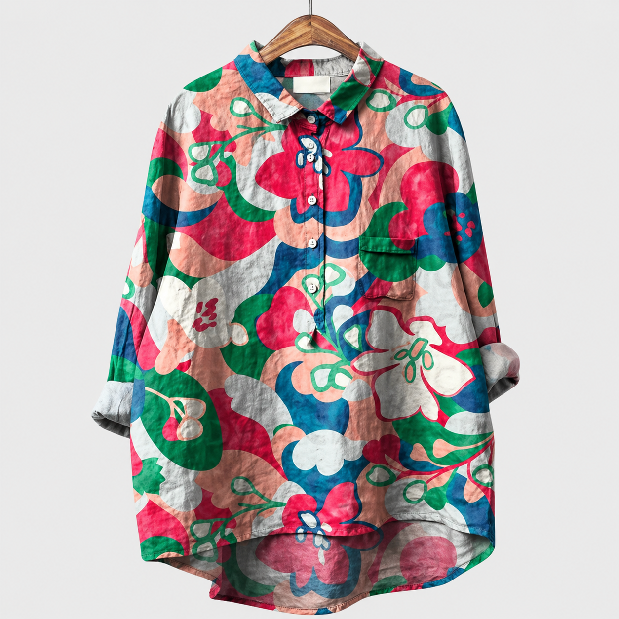 オト｜小花が密に咲く総柄シャツブラウス