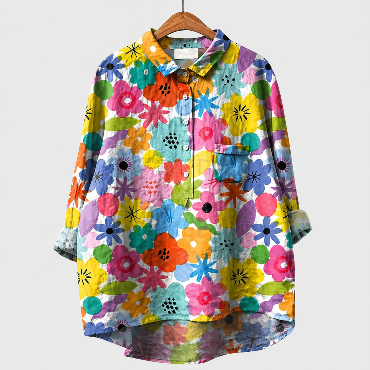 オト｜小花が密に咲く総柄シャツブラウス