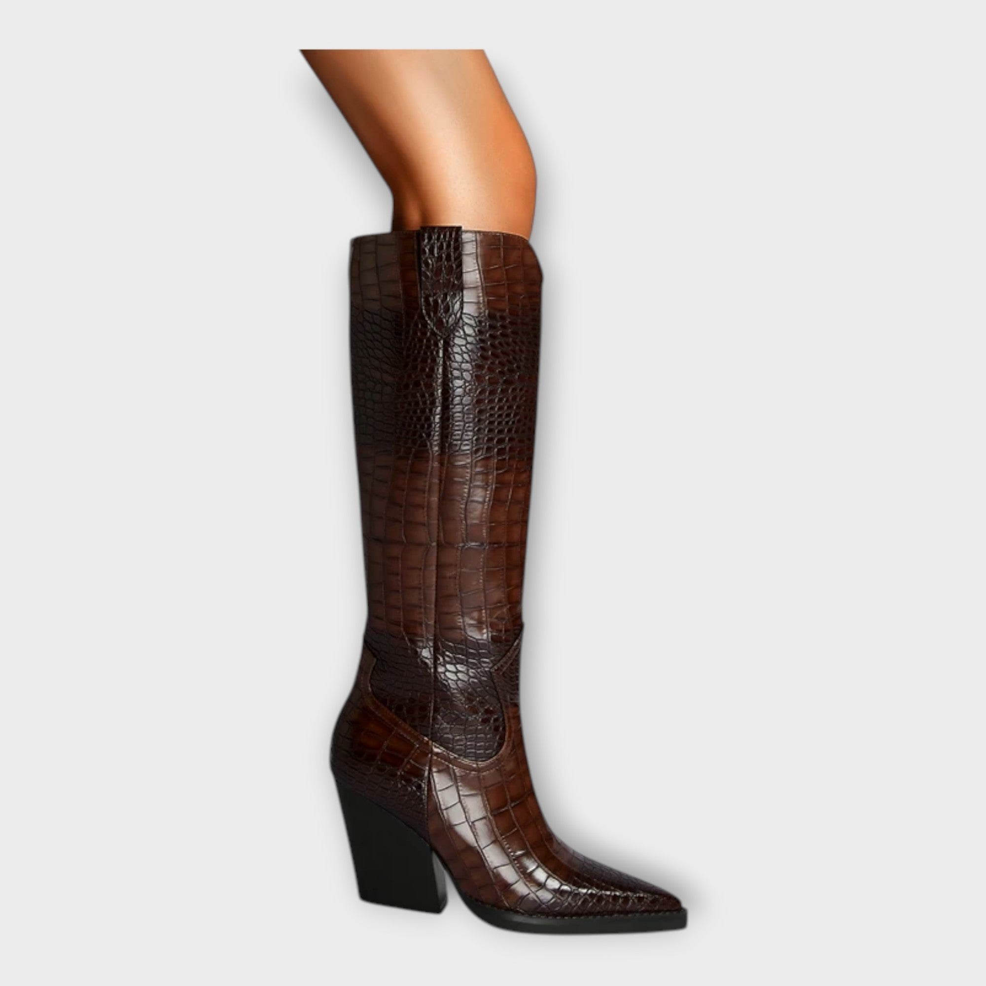 なぎは｜クロコ型押し ロングブーツ