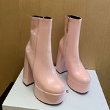 なつは｜厚底 エナメル調ショートブーツ