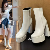 なつは｜厚底 エナメル調ショートブーツ