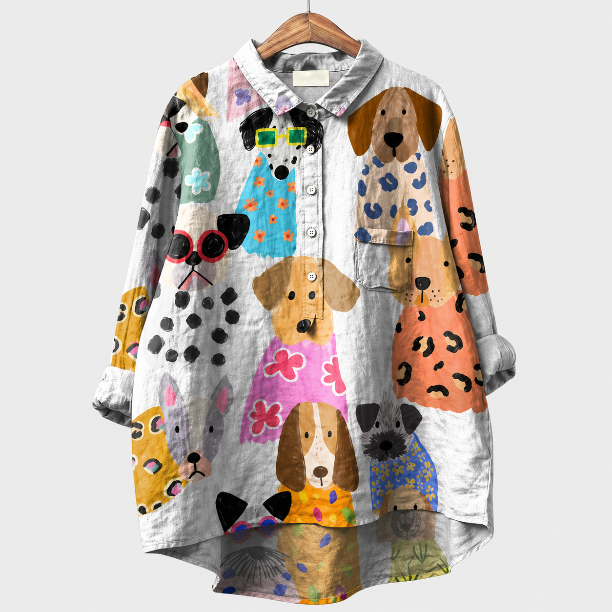 ホノ｜色々な犬が集まるイラストブラウス