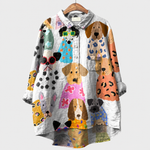 ホノ｜色々な犬が集まるイラストブラウス