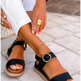 アイ｜丸バックルの厚底ストラップサンダル