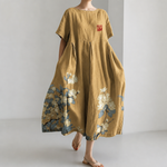 コマチ｜山吹色の花柄ワイドワンピース